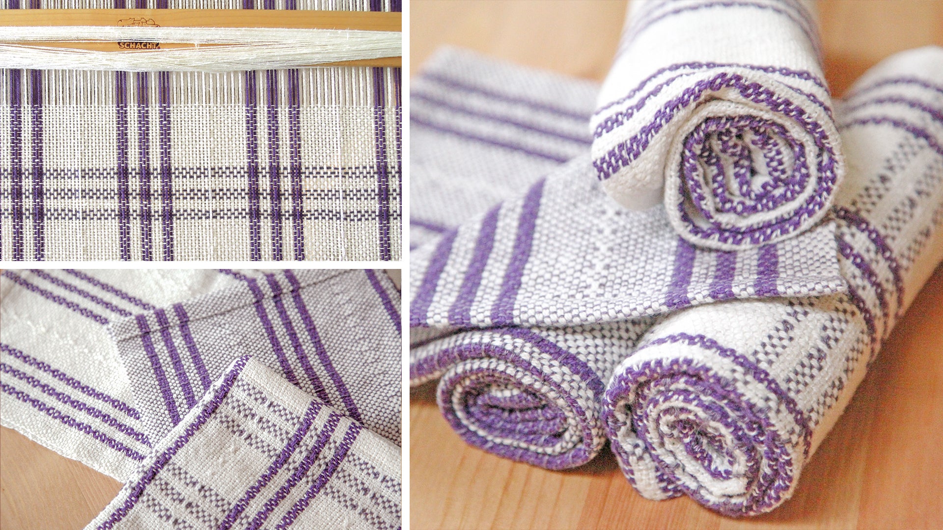 Triple Stripe & Spot Lace Linen Towel Set