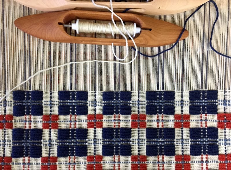Block-Patterned Americana Pillow on the Wolf Pup