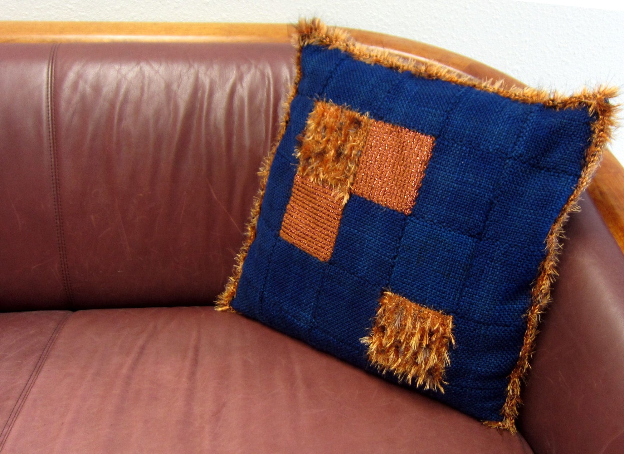 Blue With Copper Accents Zoom Loom Pillow
