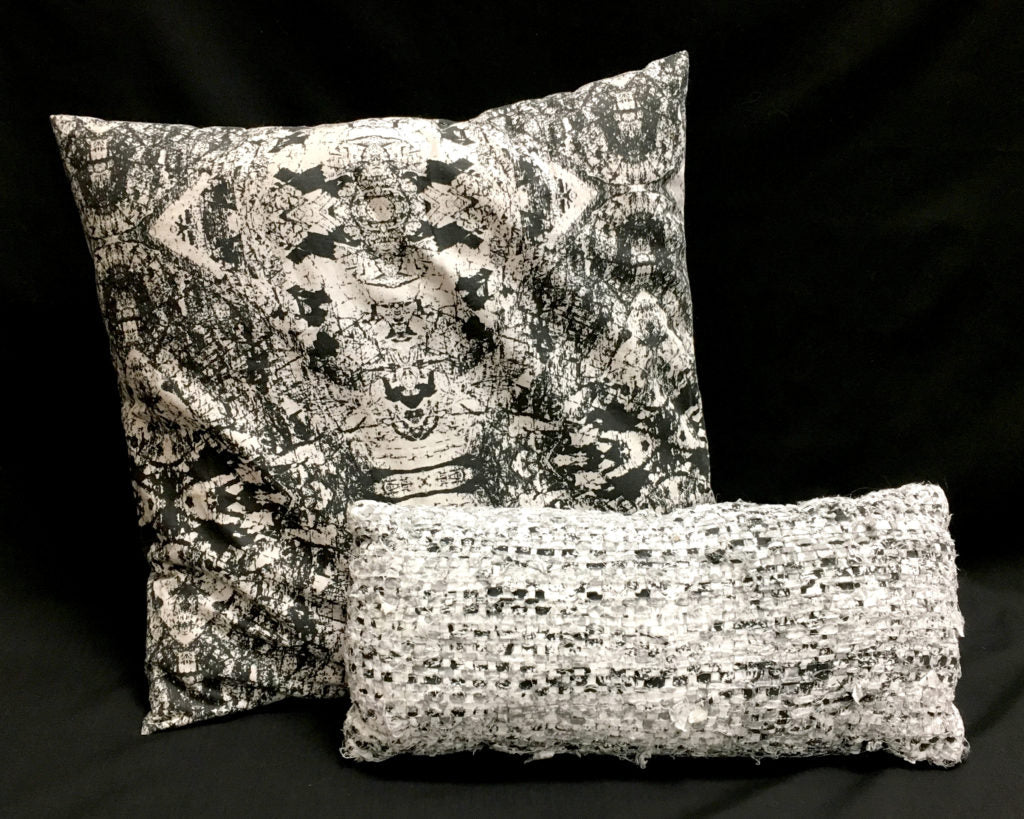 Fabric Scrap Pillow and the pillow that contributed fabric strips