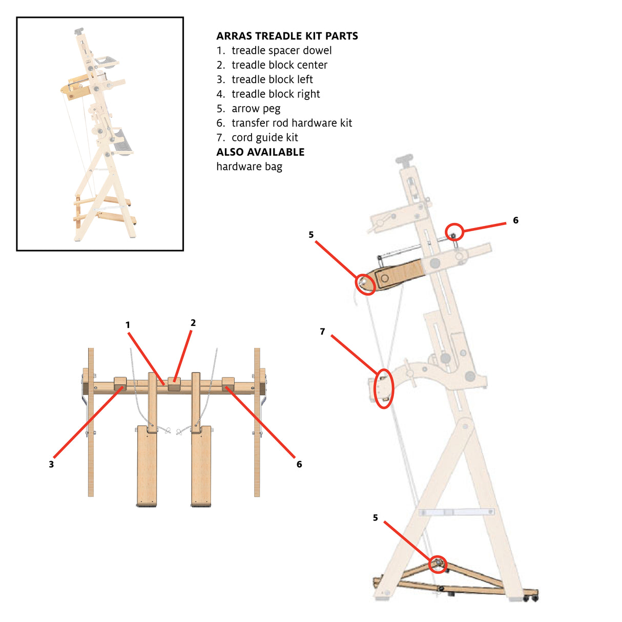 Arras Treadle Kit repair parts