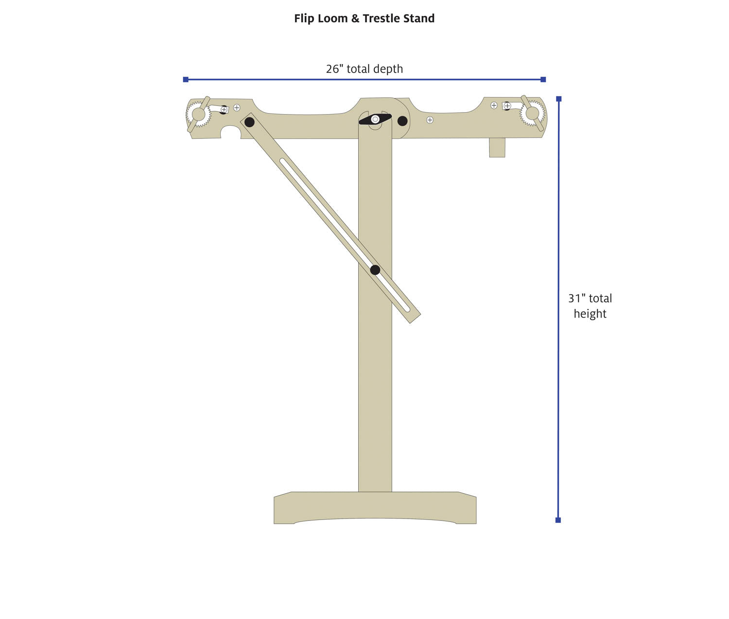 Flip Loom and Trestle Stand dimensions
