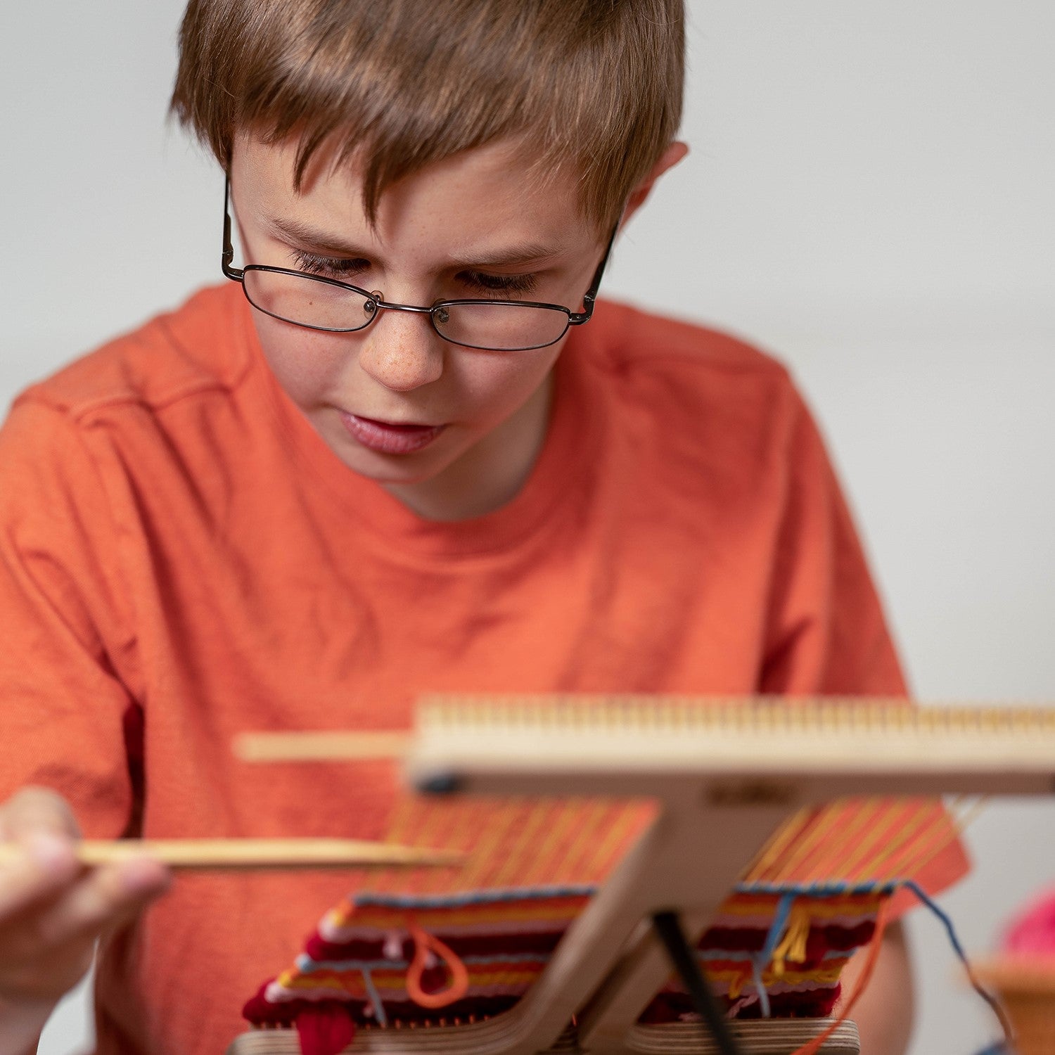 weaving on an Easel Weaver