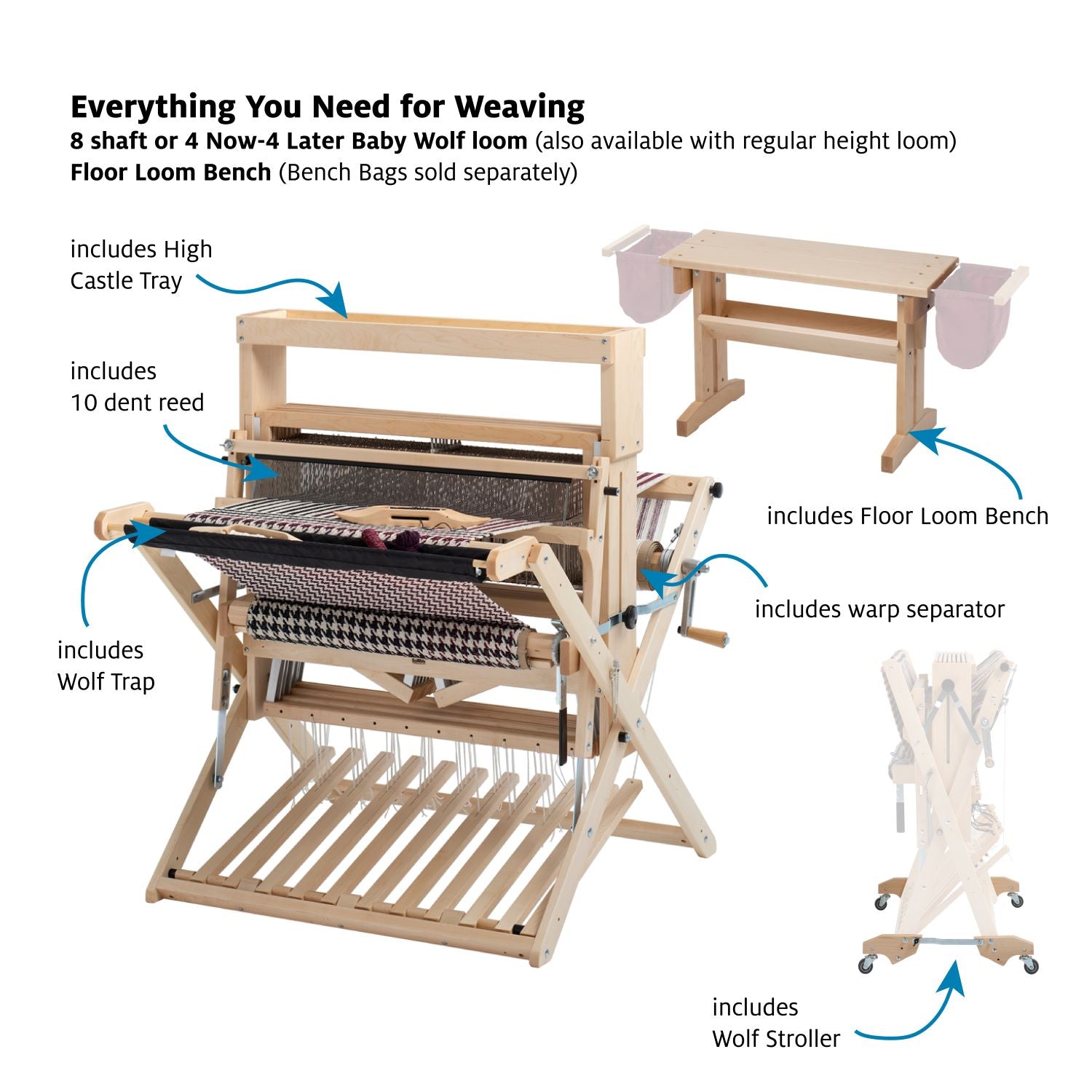 Start 8 Shaft Weaving on Baby Wolf Height Extender Bundle