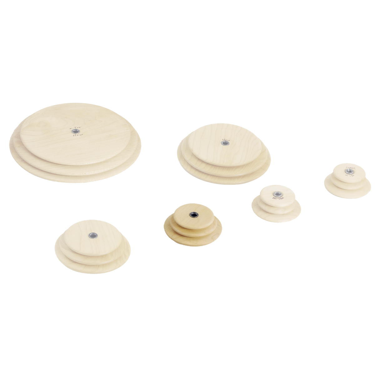 Spinning Wheel Whorls, Maple and Cherry
