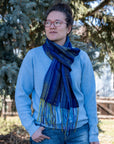 twisted fringe on Painted Warp Eyes scarf