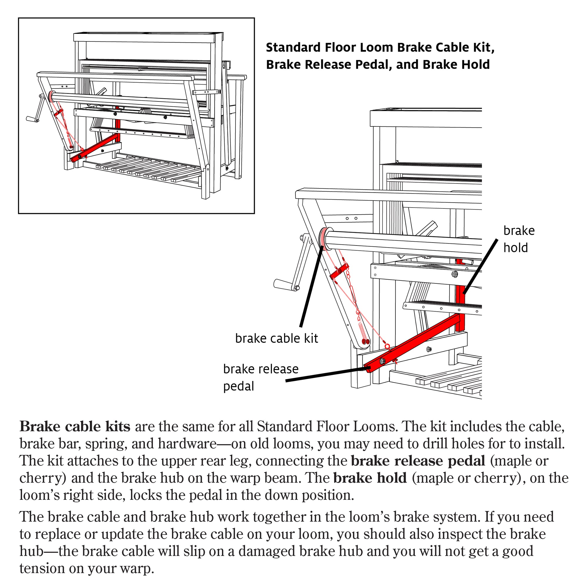 Brake Release Pedals for Standard Floor Loom