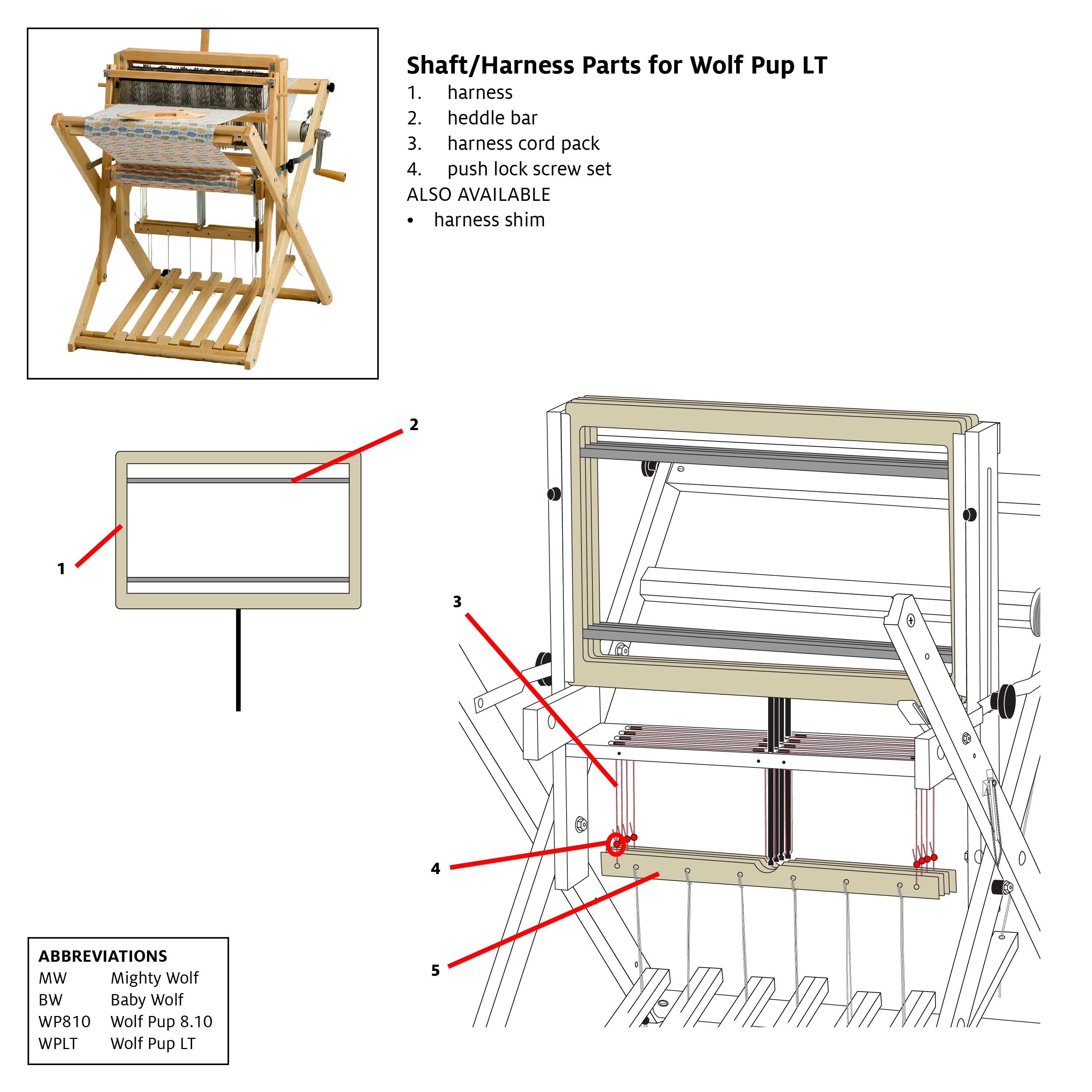 Harness Cords for Wolf Pup LT, 4 pack – Schacht Spindle Company
