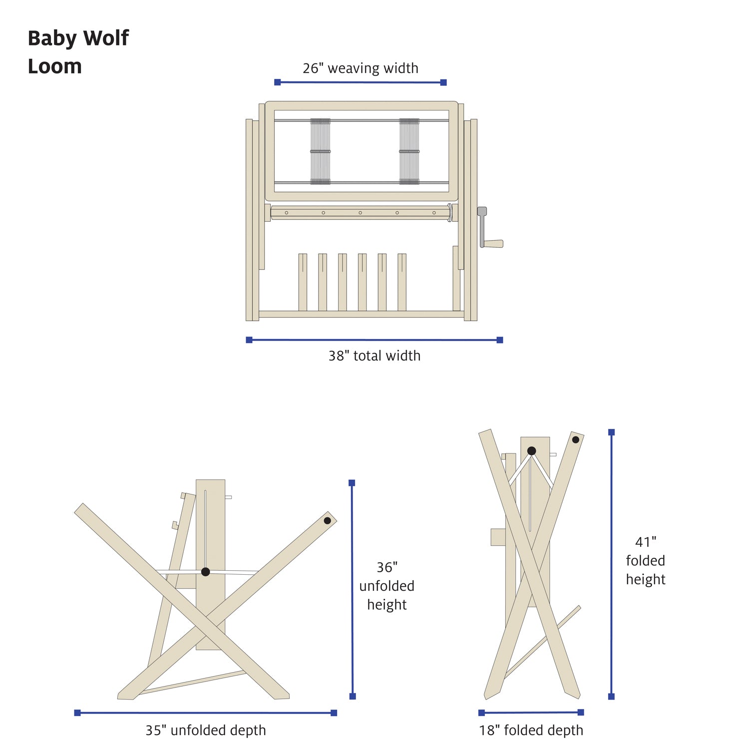 Baby Wolf loom dimensions