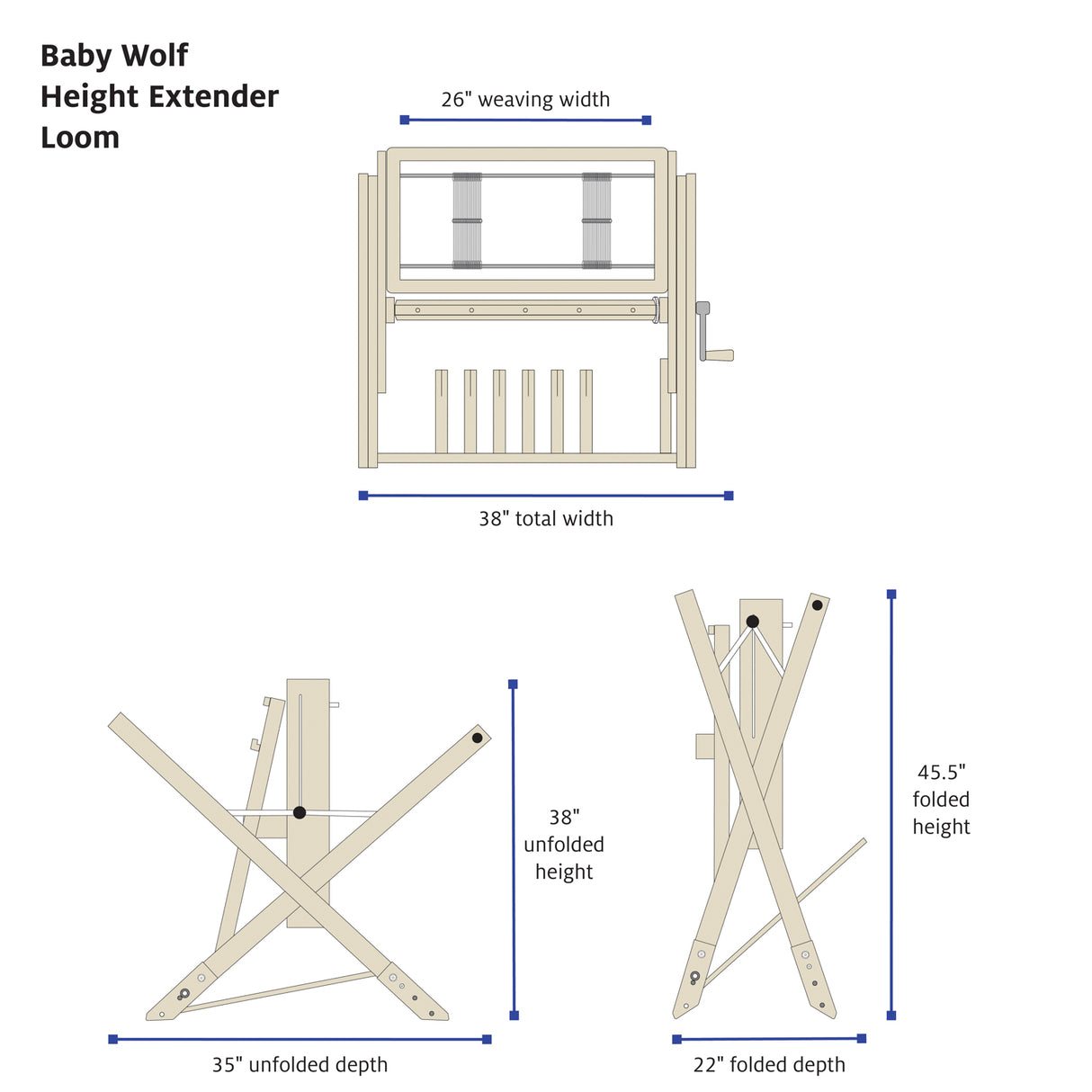 Baby Wolf Height Extender Loom dimensions