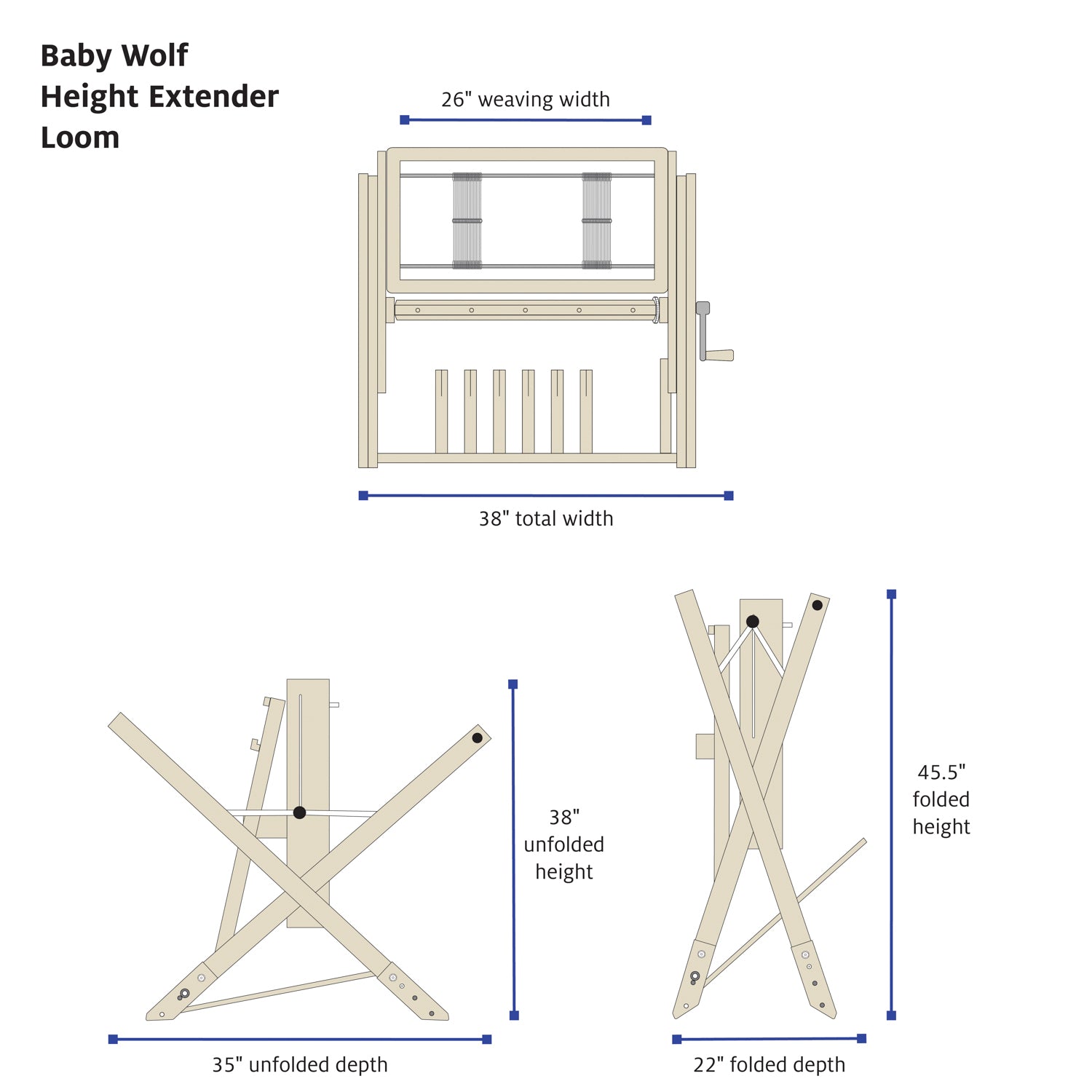 Baby Wolf Height Extender Loom dimensions