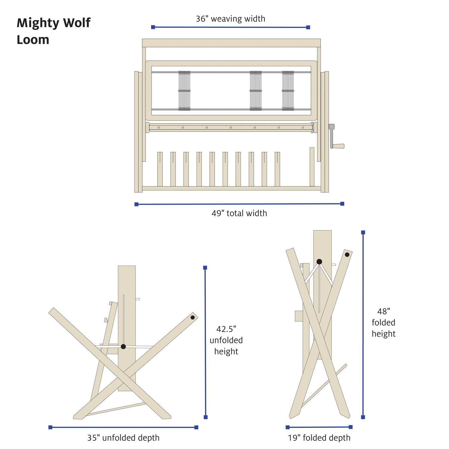 Mighty Wolf Loom dimensions