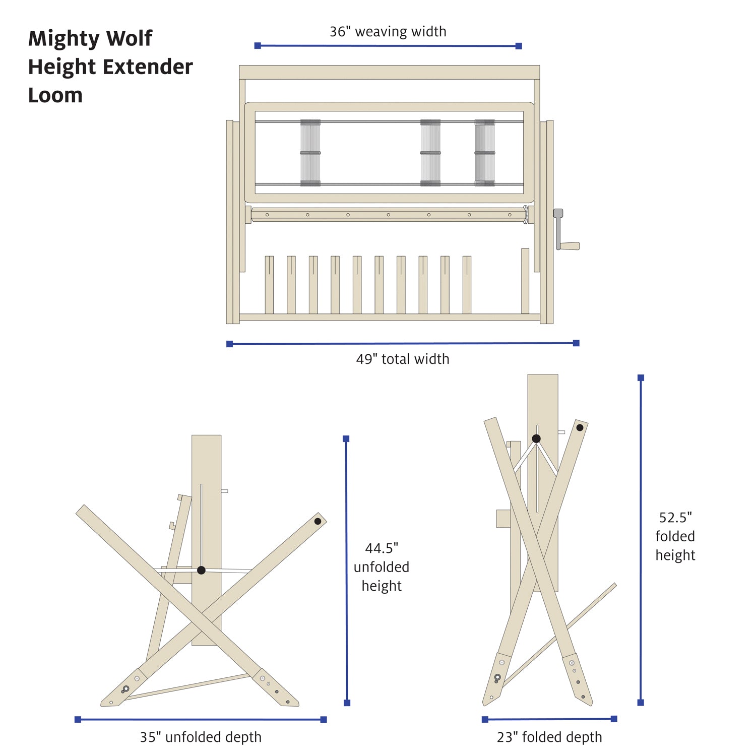 Mighty Wolf Height Extender Loom dimensions
