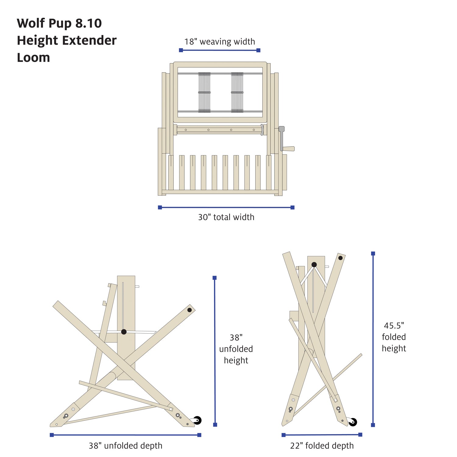 Wolf Pup 8.10 Height Extender loom dimensions
