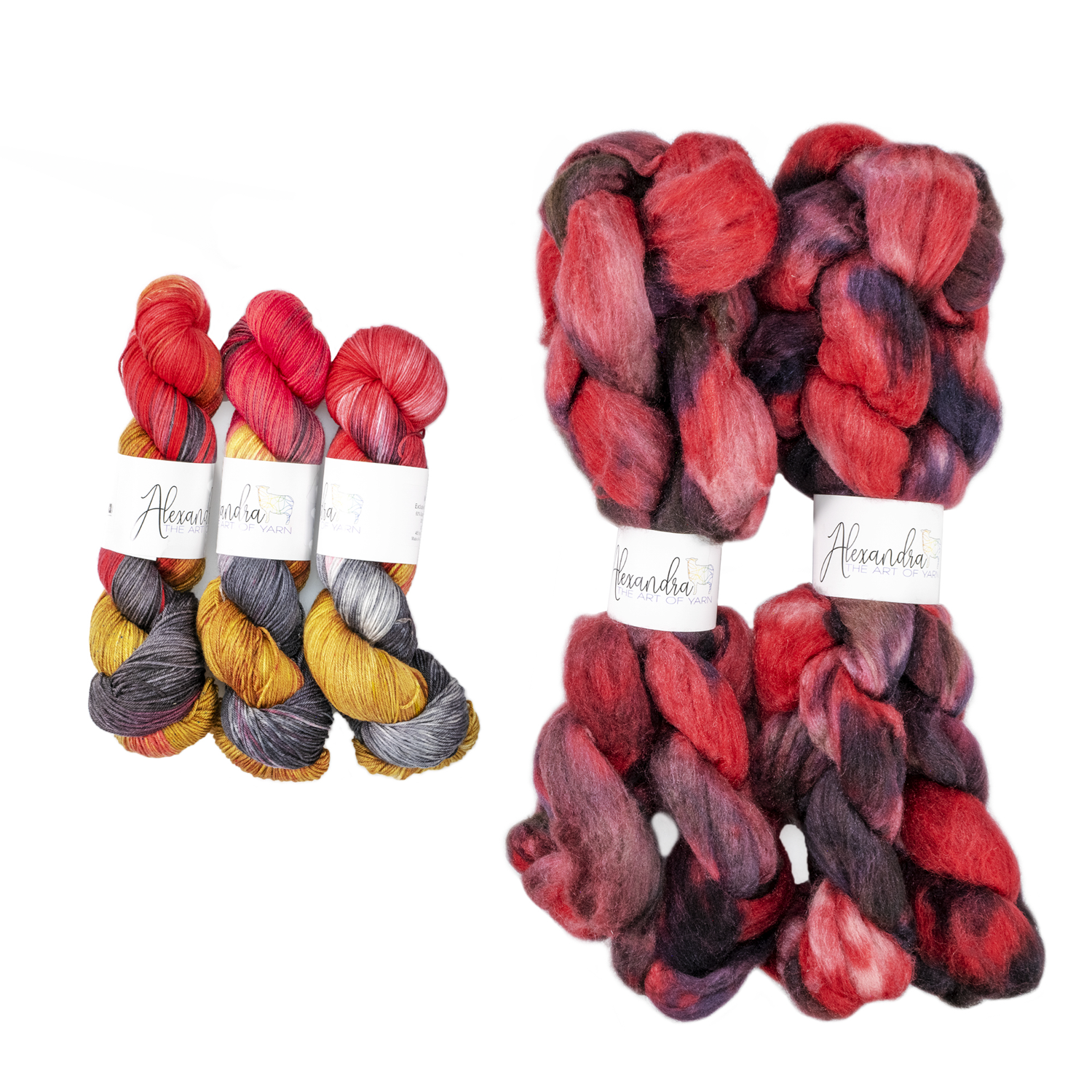 Black Rose spinning fiber and Verve yarn