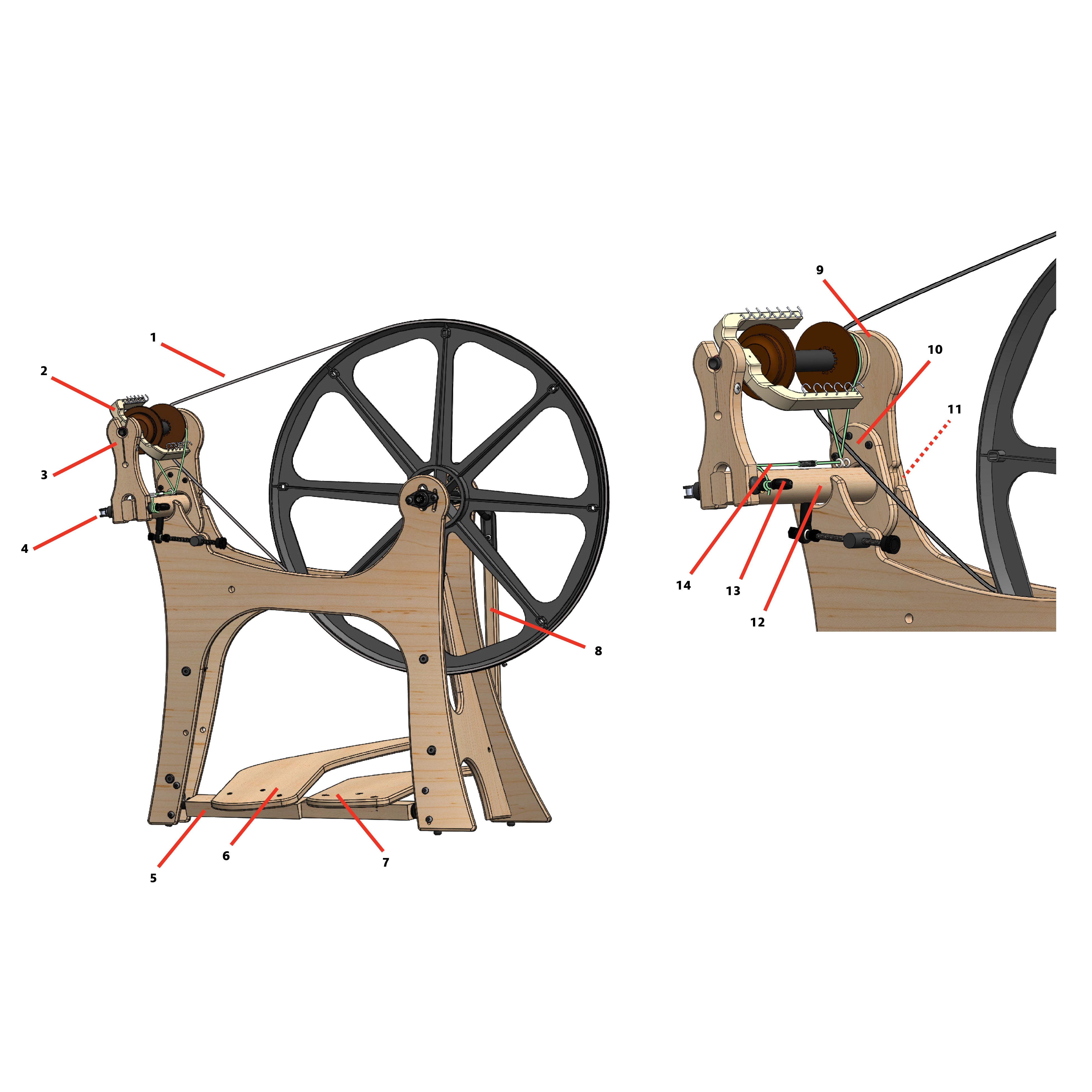 Flatiron Spinning Wheel Parts