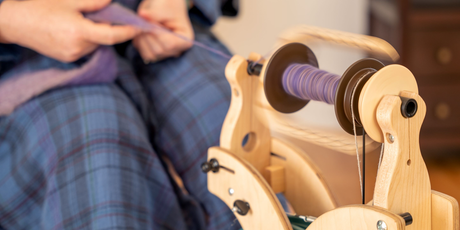 spinning yarn on a wheel