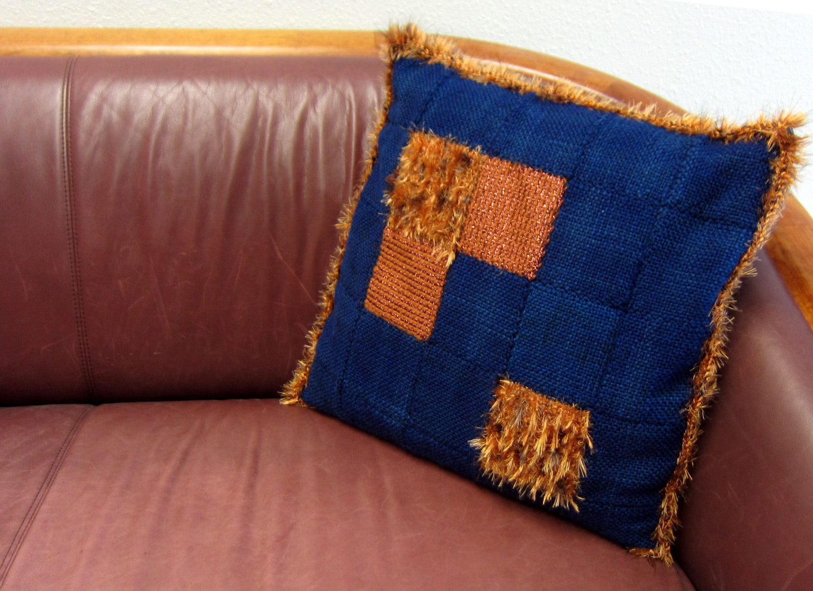 Blue With Copper Accents Zoom Loom Pillow