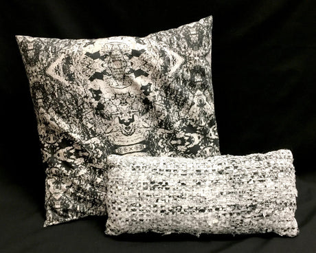 Fabric Scrap Pillow and the pillow that contributed fabric strips