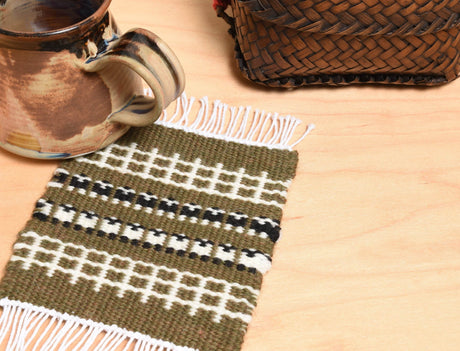 Krokbragd Sheep Coaster on the Rigid Heddle Loom