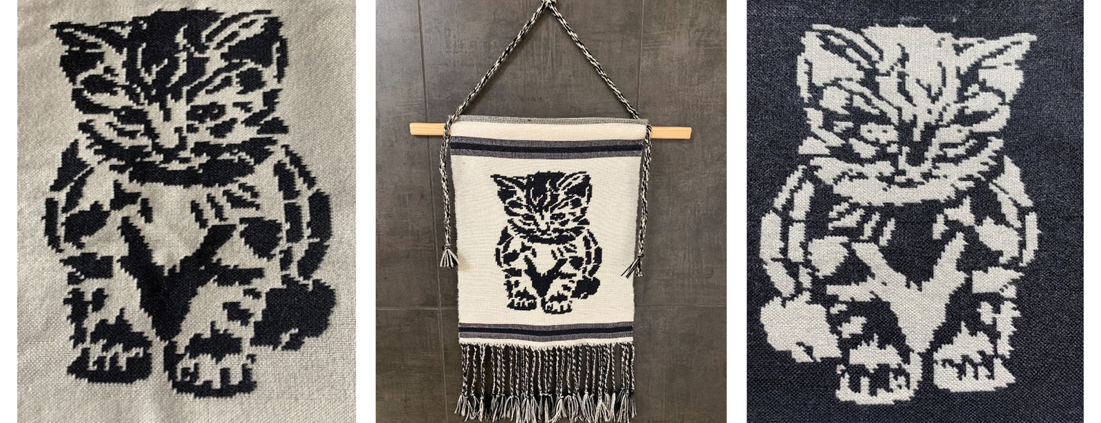 Leo The Cat Doubleweave Using Pick-up Sticks