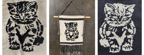 Leo The Cat Doubleweave Using Pick-up Sticks