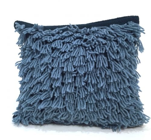 Pale Blue Fringed Pillow