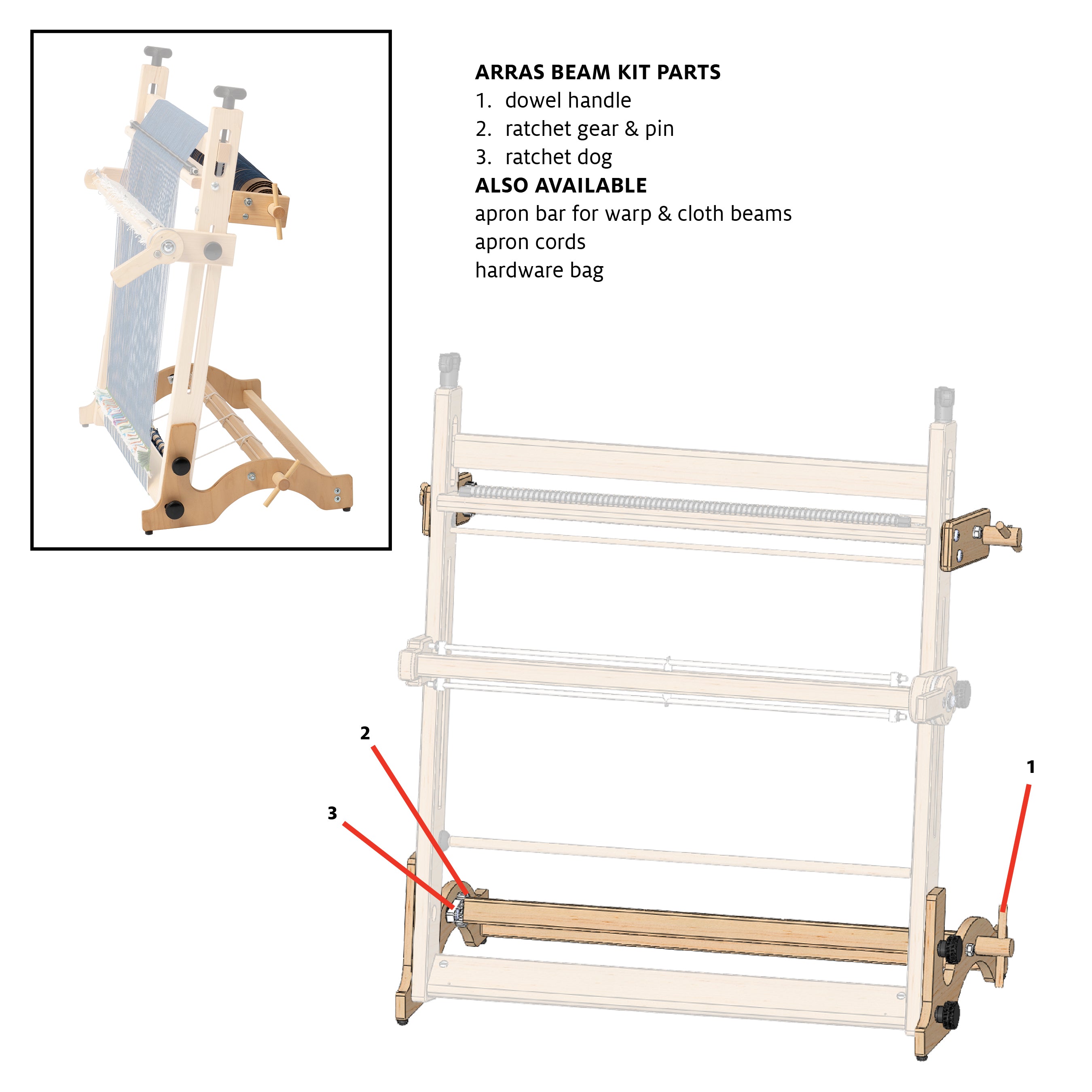 Warp Wedge Bar for Arras Loom or Apron Bar for Arras Beam Kit – Schacht ...