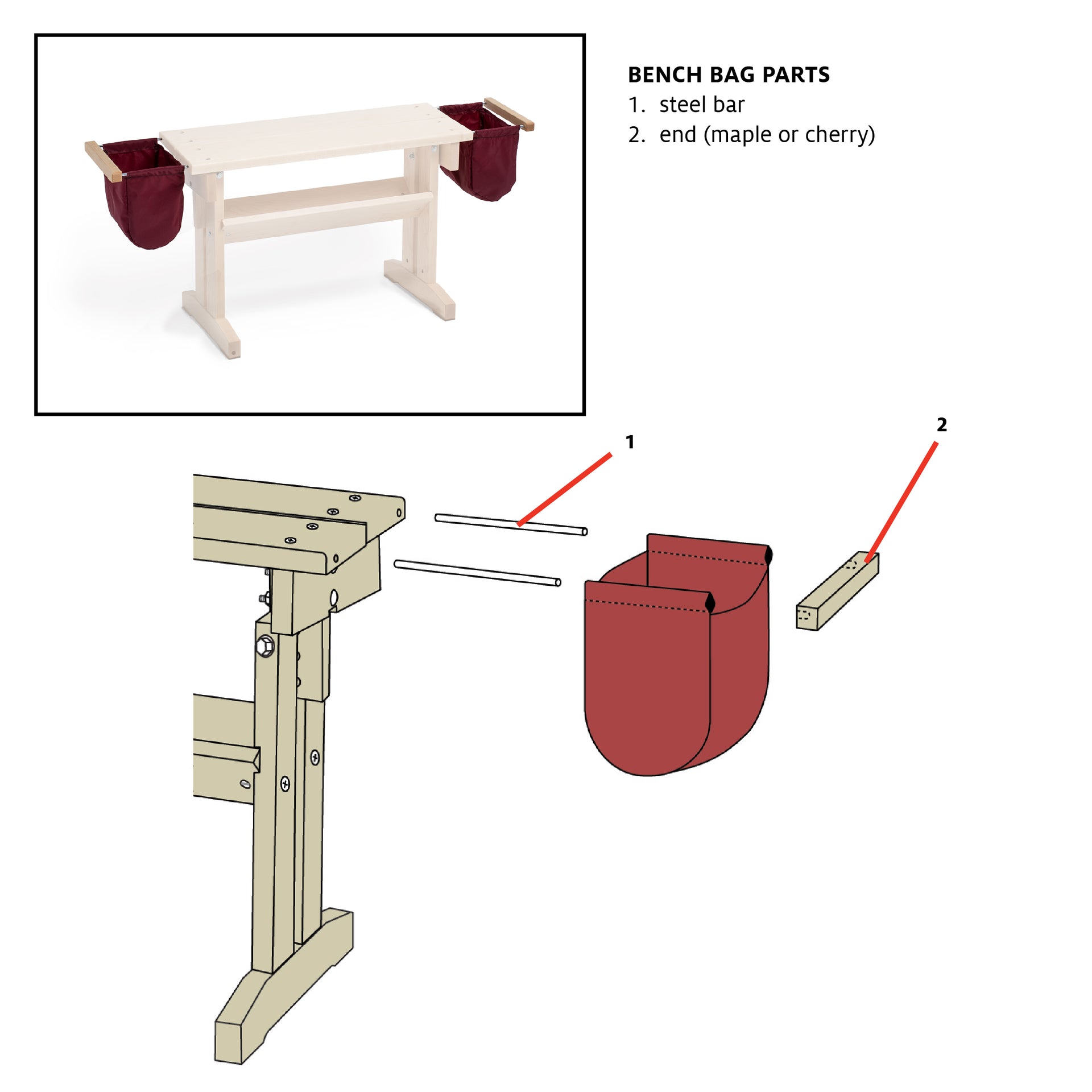 Steel Bar for Bench Bag – Schacht Spindle Company