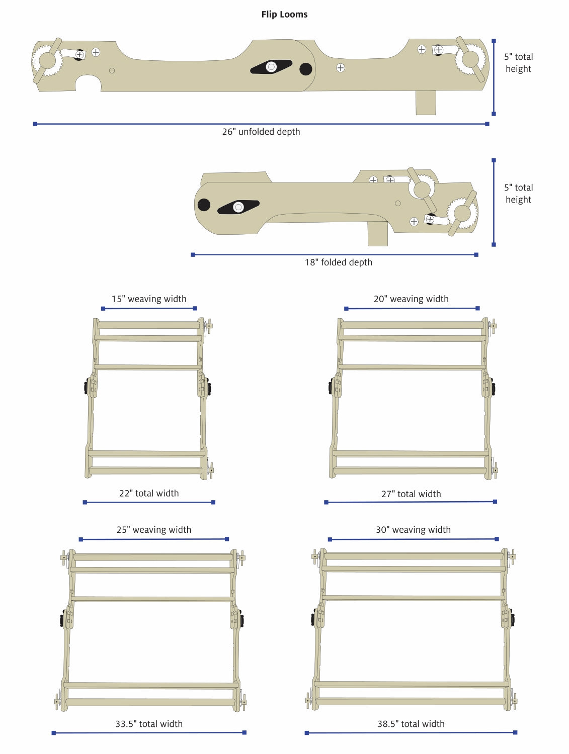 Flip loom dimensions