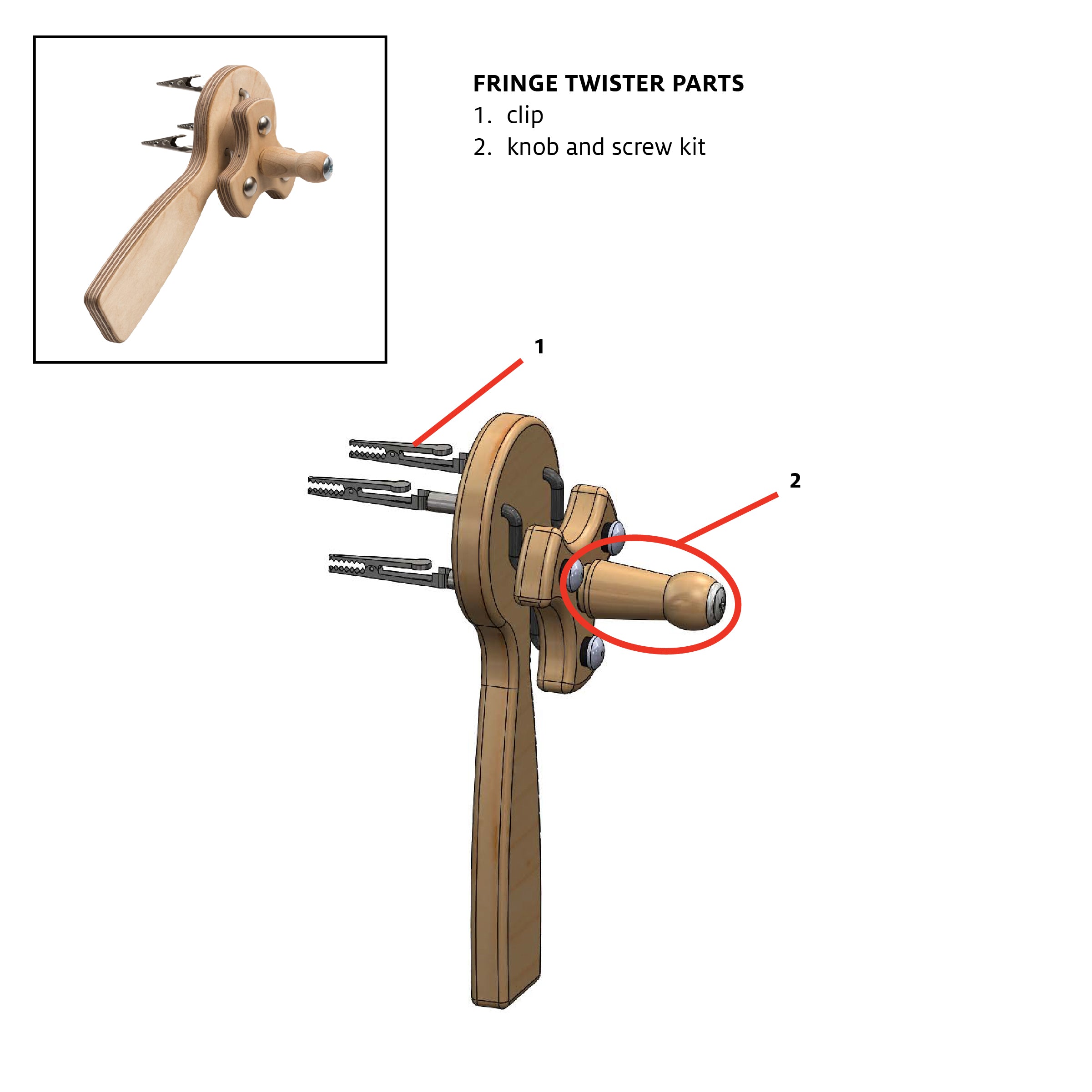 Knob and Screw Kit for Fringe Twister