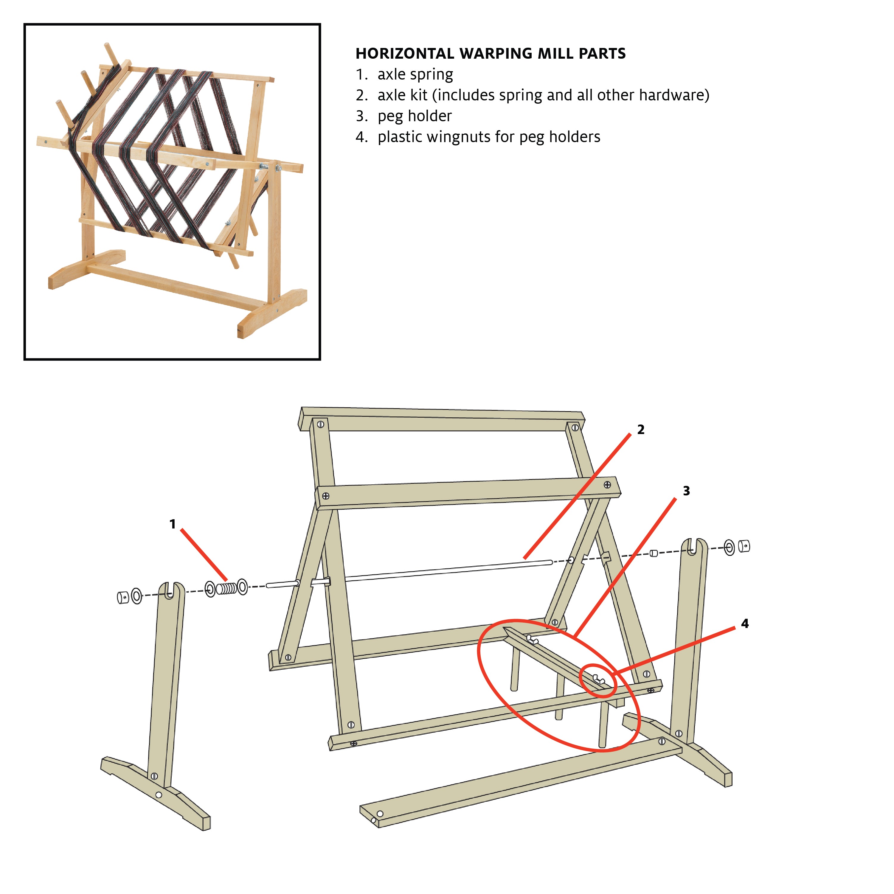 Peg Holder for Horizontal Warping Mill