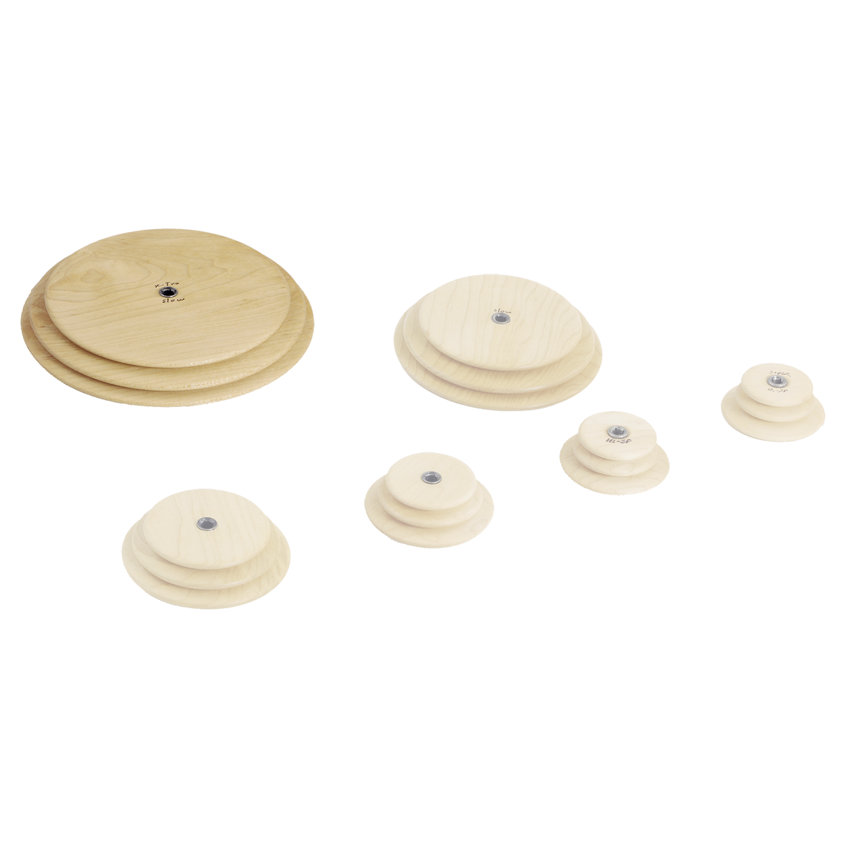 Spinning Wheel Whorls, Maple and Cherry