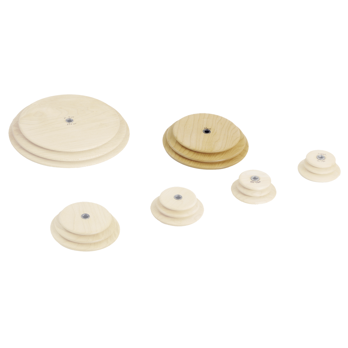 Spinning Wheel Whorls, Maple and Cherry