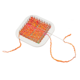 Zoom Loom, warped and partially woven