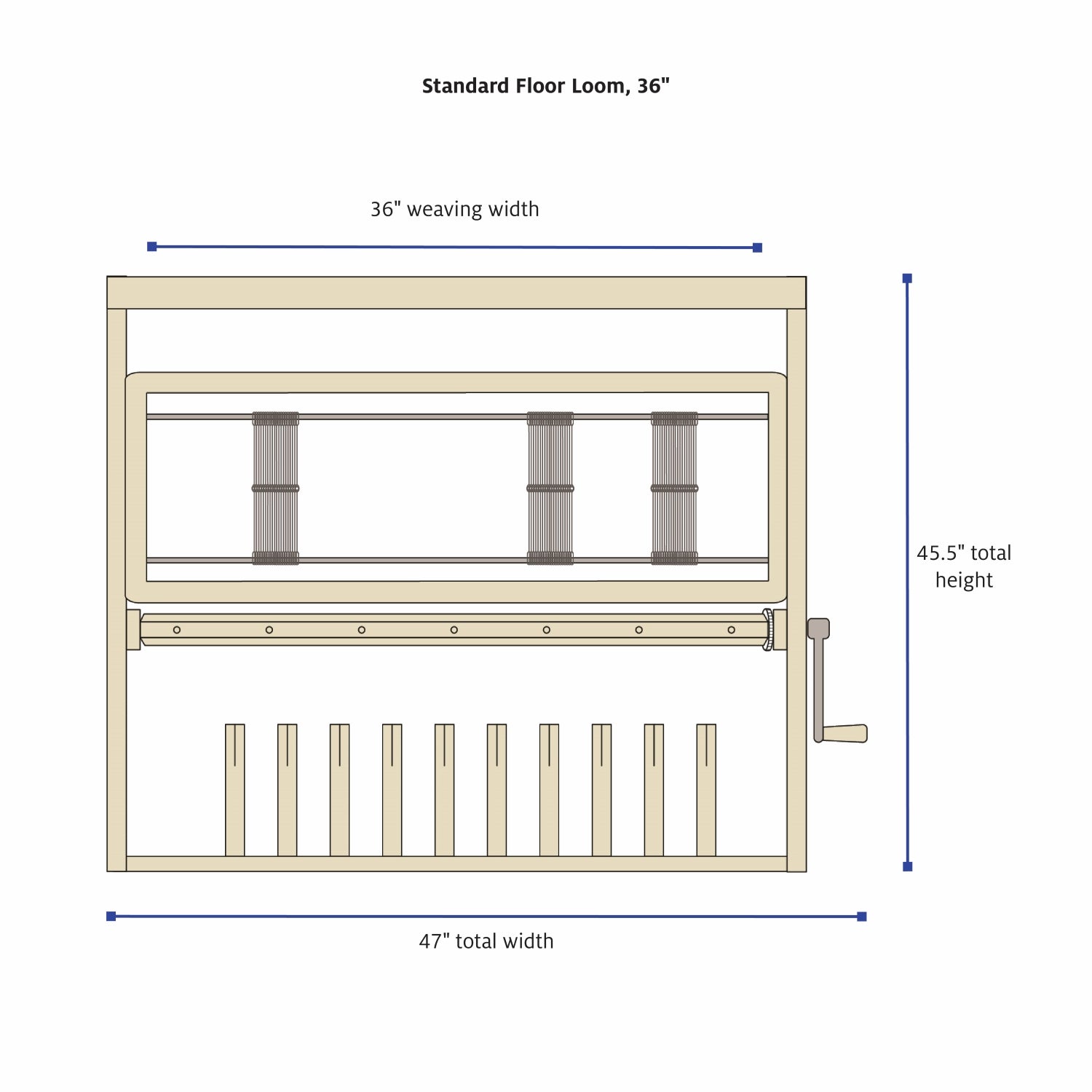 36" standard floor loom dimensions