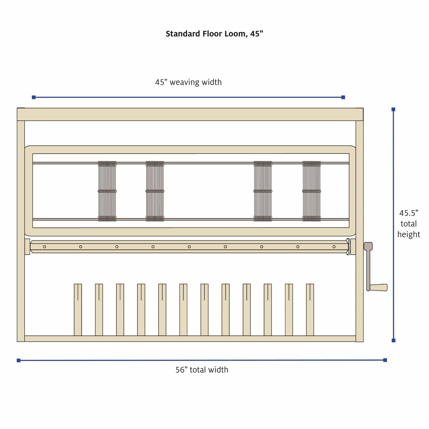 45" standard floor loom dimensions