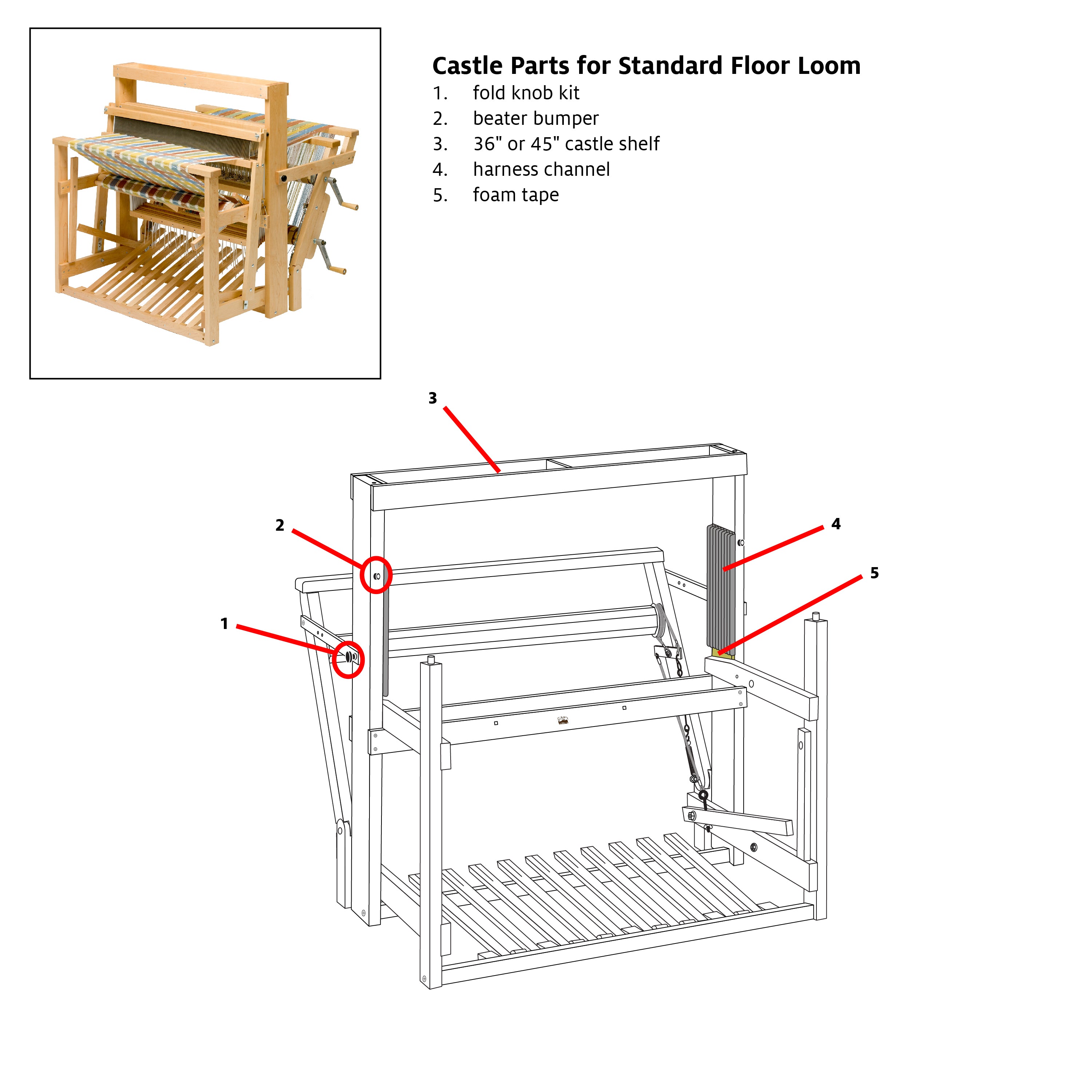 Castle Shelf for Standard Floor Loom