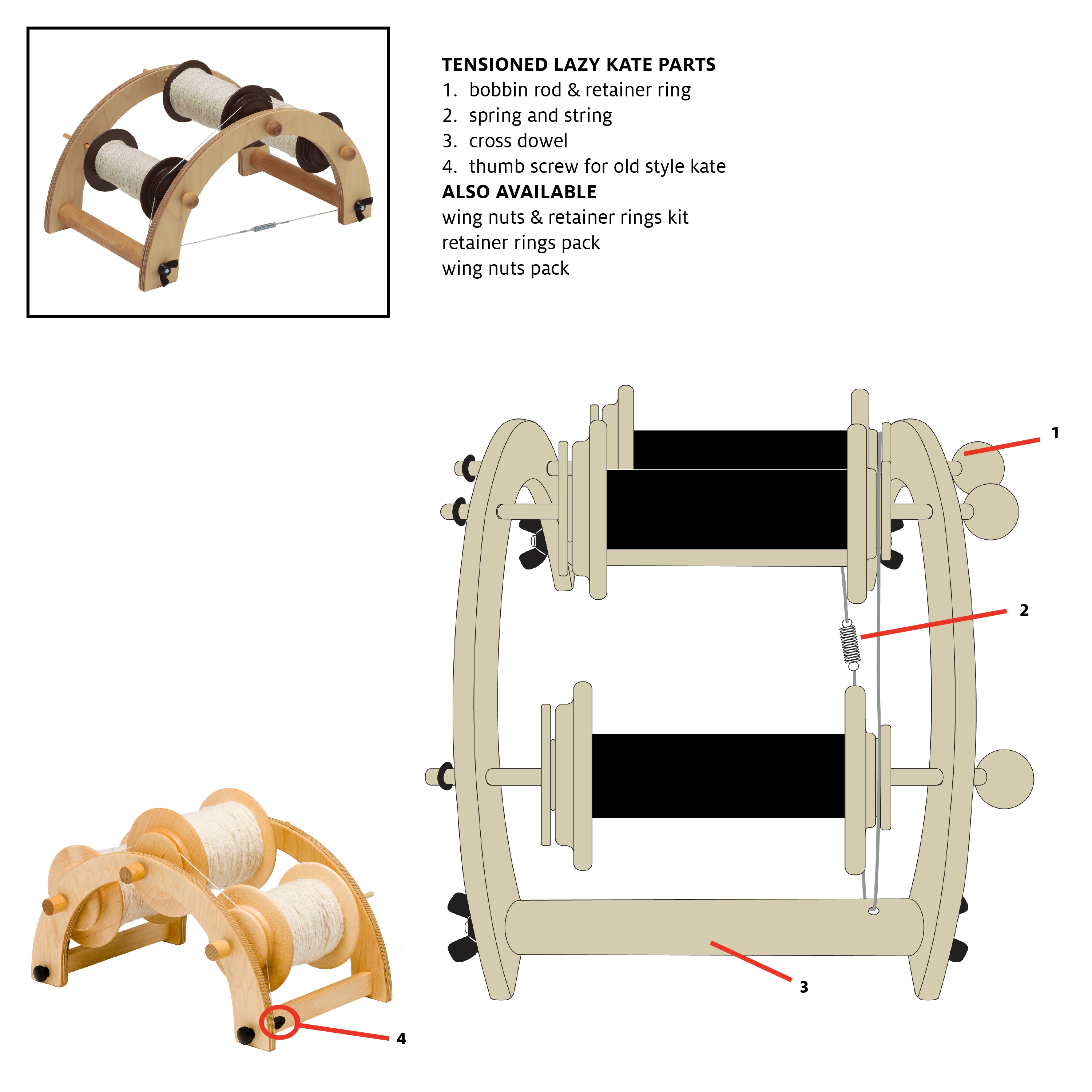 Cross Dowel for Tensioned Lazy Kate