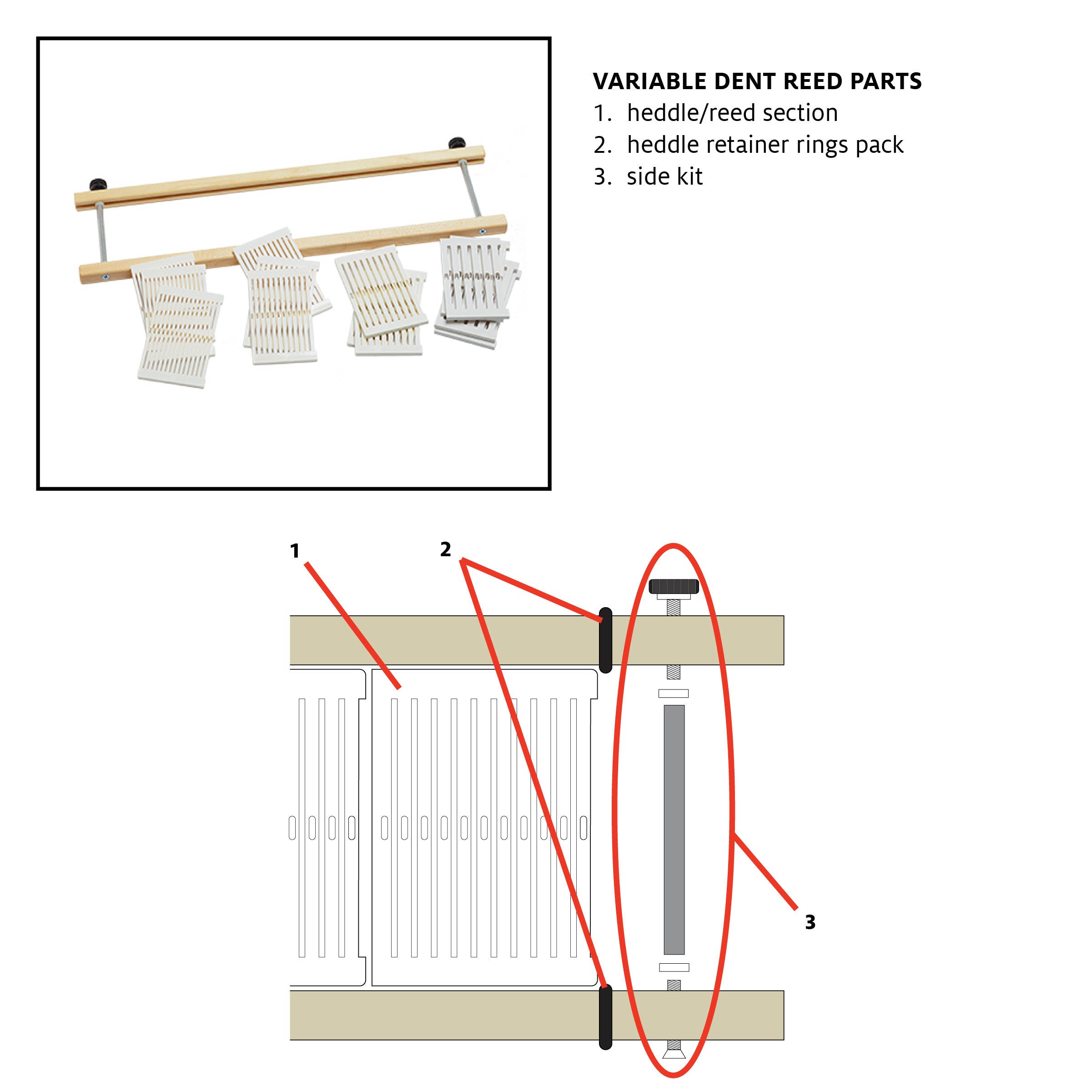 Heddle Retainer Rings for Variable Dent Reeds