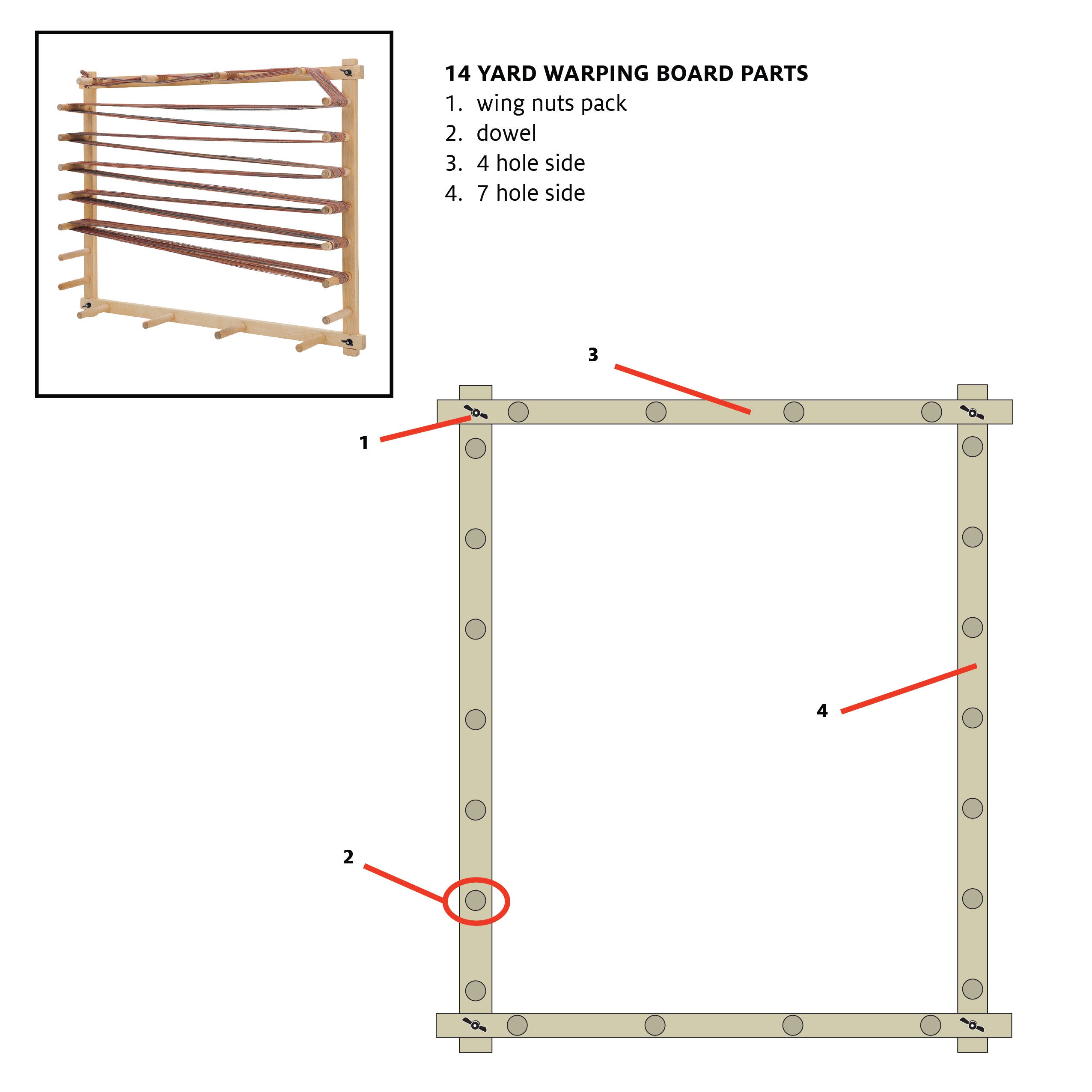 Dowel for Inkle Loom and Warping Boards