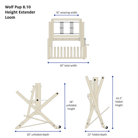 Wolf Pup 8.10 Height Extender loom dimensions