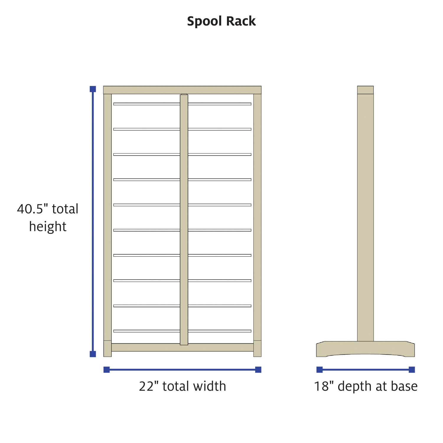 spool rack dimensions