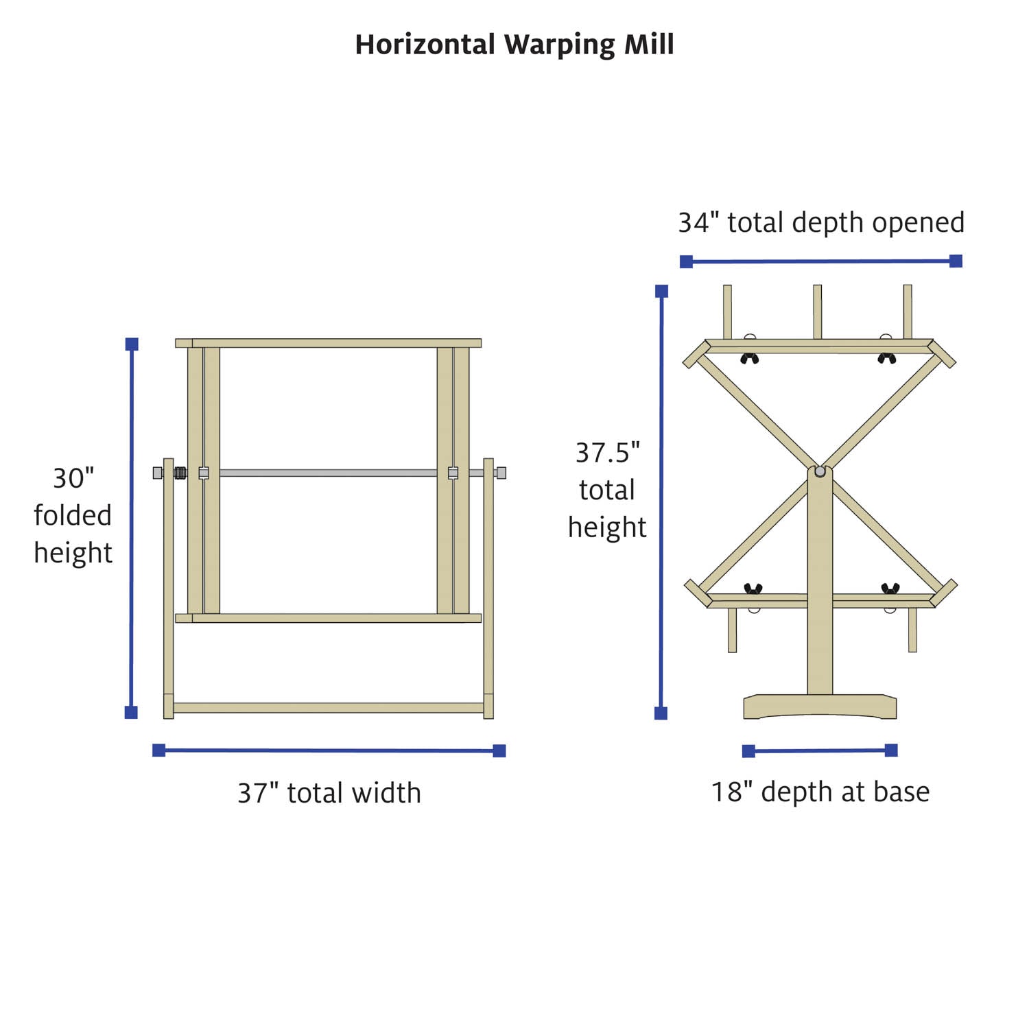 Horizontal Warping Mill dimensions