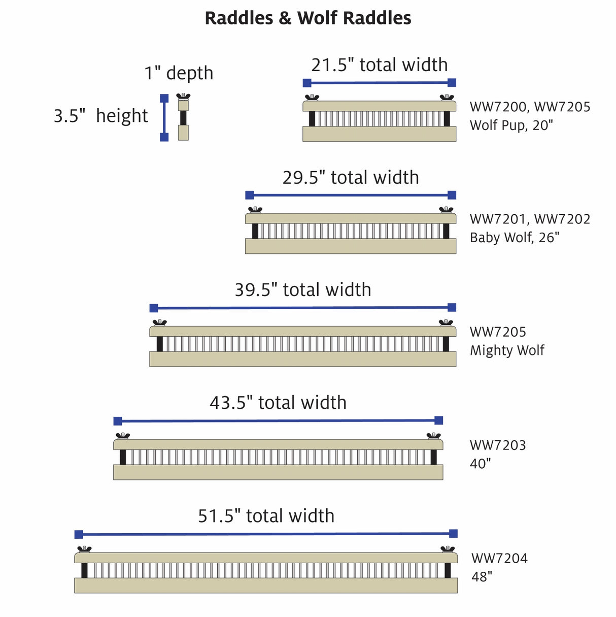 dimensions for raddles & wolf raddles