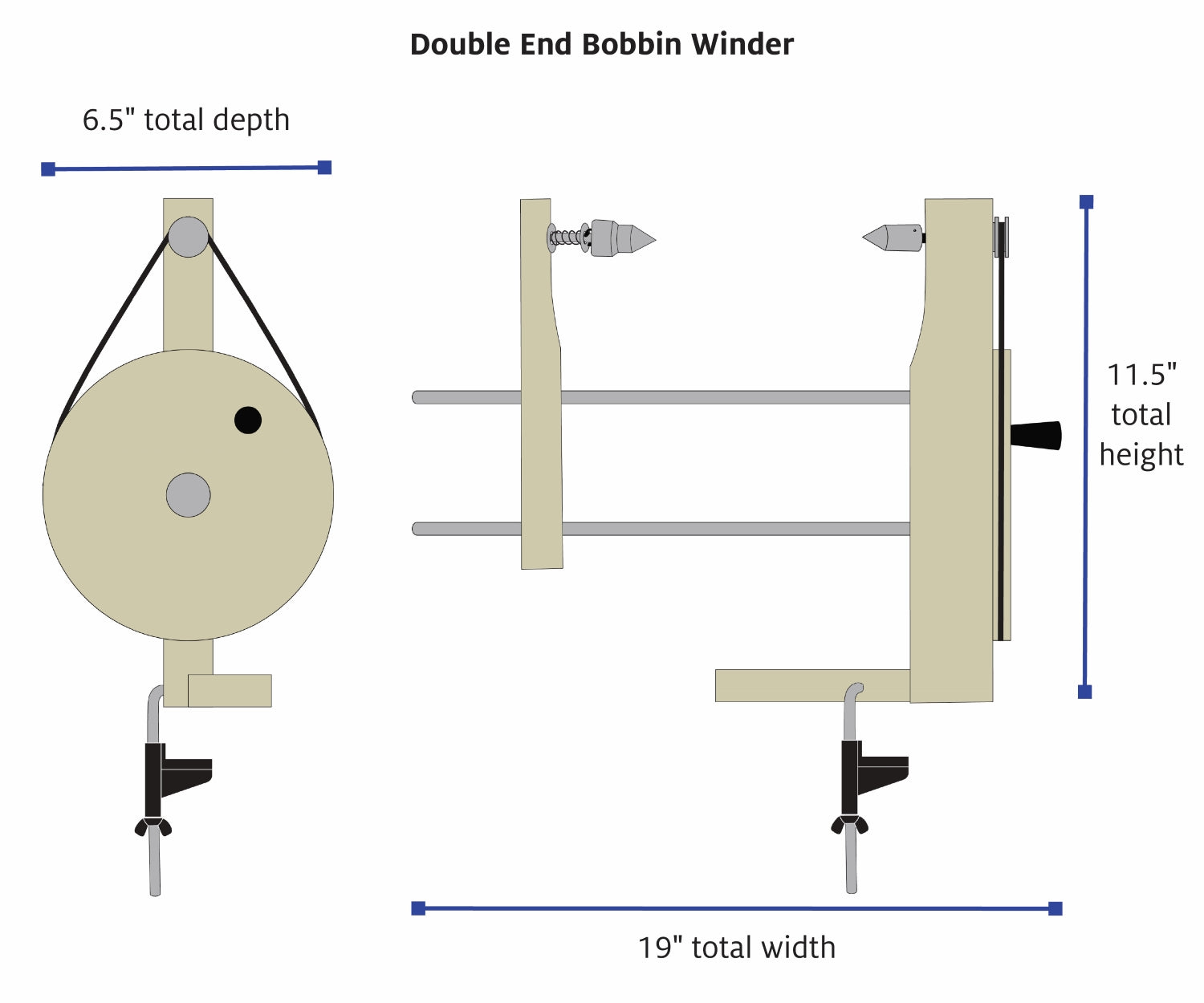 Double End Bobbin Winder dimensions