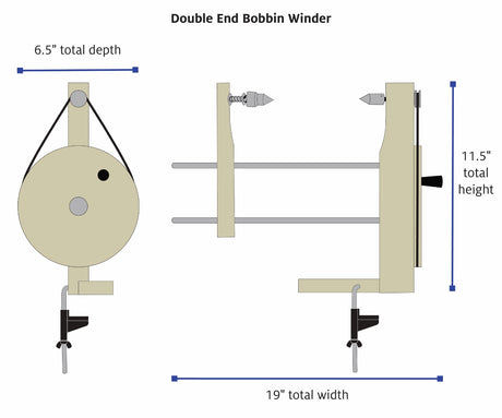 Double End Bobbin Winder dimensions