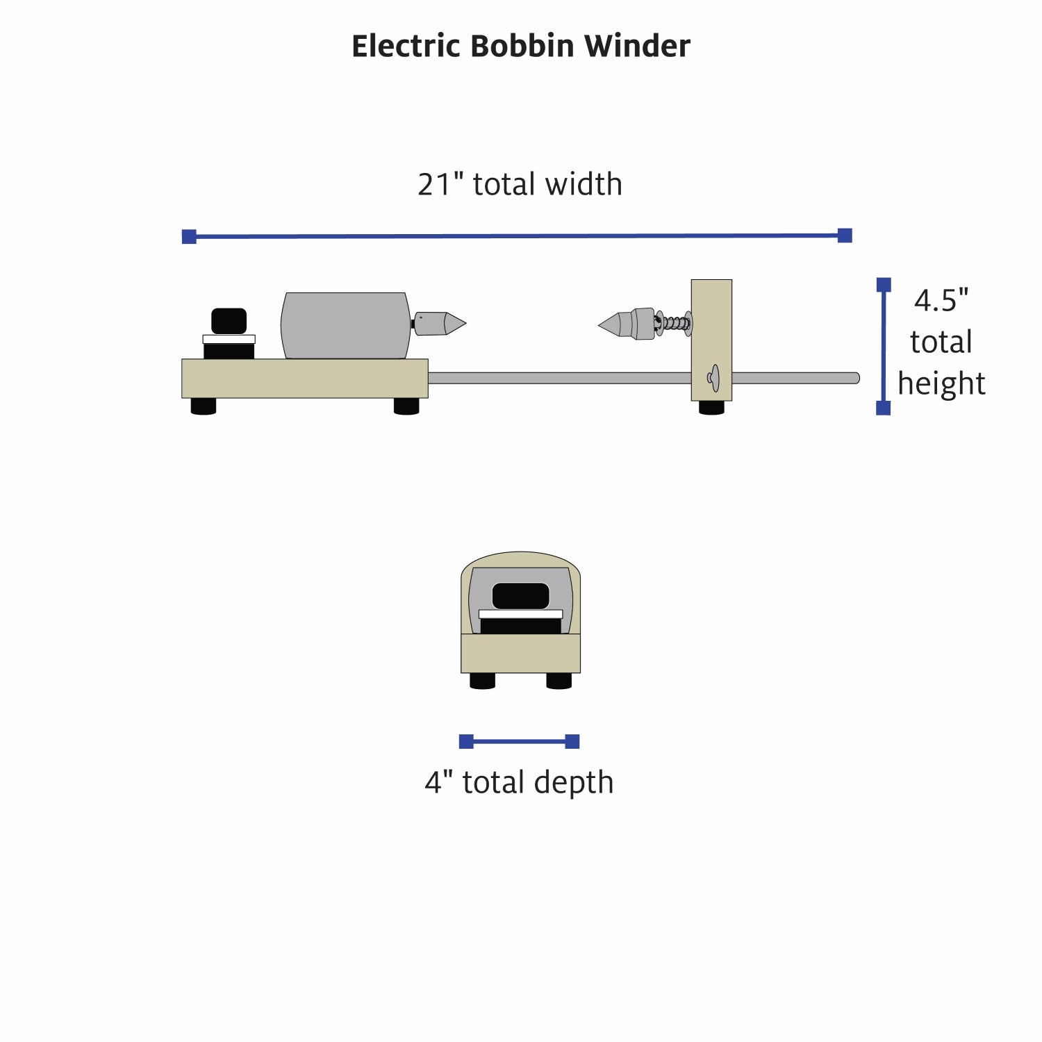 Electric Bobbin Winder dimensions