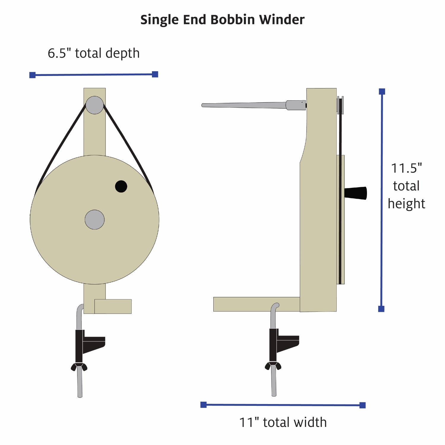 Single End Bobbin Winder dimensions